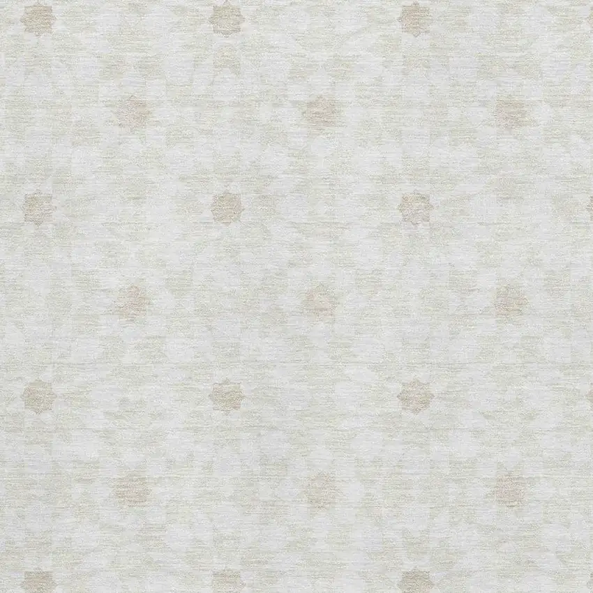 Ivory And Beige Geometric Washable Area Rug With UV Protection Photo 3