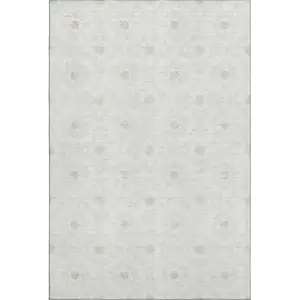 Photo of Ivory And Beige Geometric Washable Area Rug With UV Protection