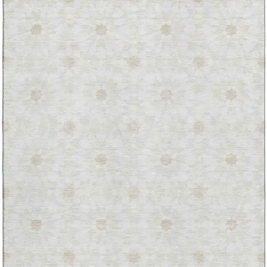 Ivory And Beige Geometric Washable Area Rug With UV Protection Photo 4