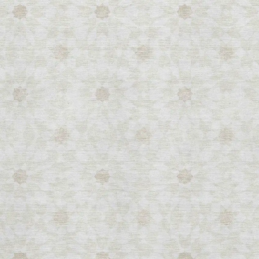 Ivory And Beige Geometric Washable Area Rug With UV Protection Photo 3