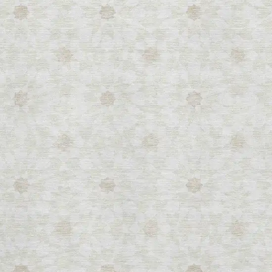 Ivory And Beige Geometric Washable Area Rug With UV Protection Photo 3