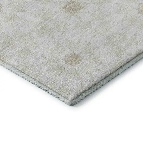 Ivory And Beige Geometric Washable Area Rug With UV Protection Photo 7