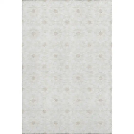 Ivory And Beige Geometric Washable Area Rug With UV Protection Photo 1