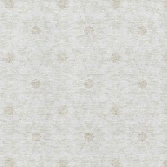 Ivory And Beige Geometric Washable Area Rug With UV Protection Photo 3