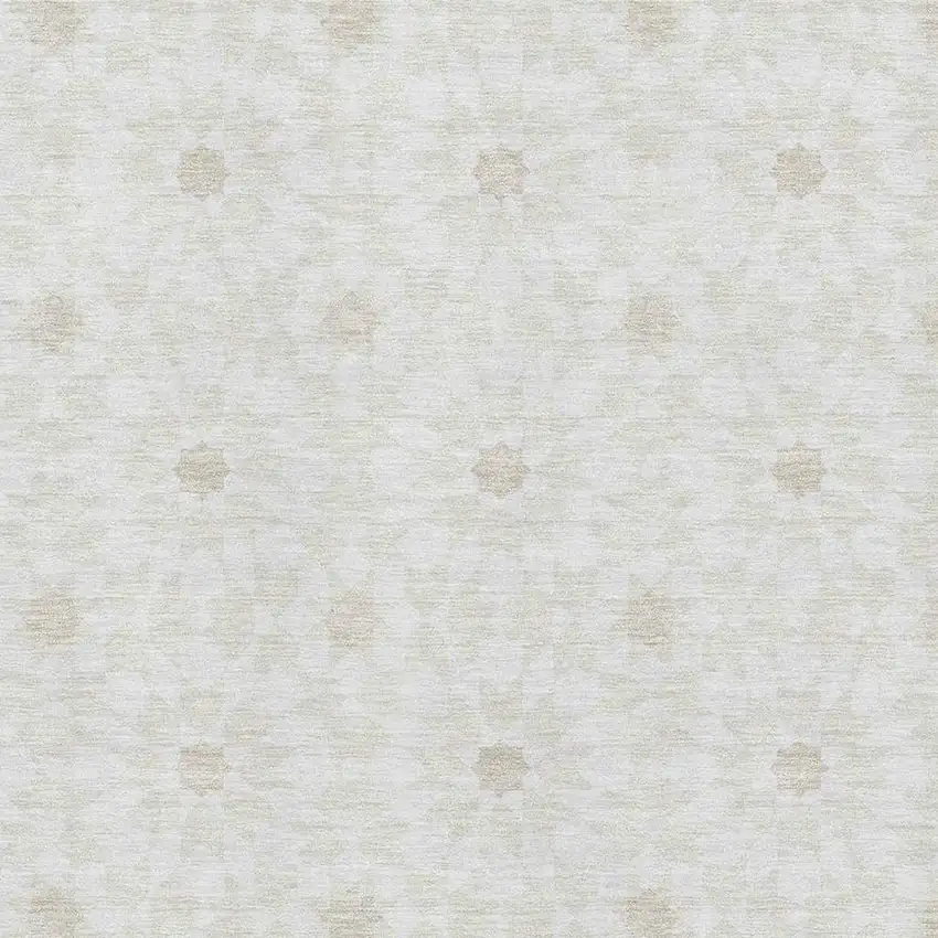 Ivory And Beige Geometric Washable Area Rug With UV Protection Photo 3