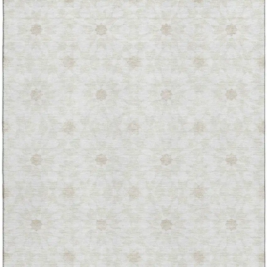 Ivory And Beige Geometric Washable Area Rug With UV Protection Photo 3