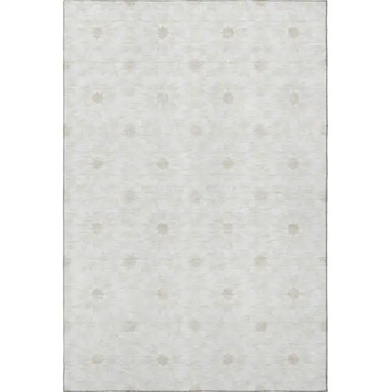 Ivory And Beige Geometric Washable Area Rug With UV Protection Photo 4