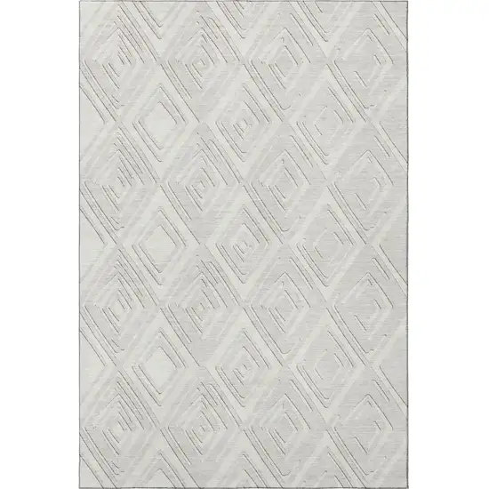 Ivory And Beige Geometric Washable Area Rug With UV Protection Photo 4