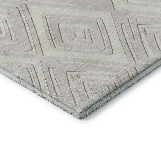 Ivory And Beige Geometric Washable Area Rug With UV Protection Photo 8