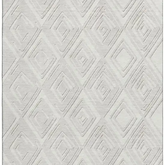Ivory And Beige Geometric Washable Area Rug With UV Protection Photo 5