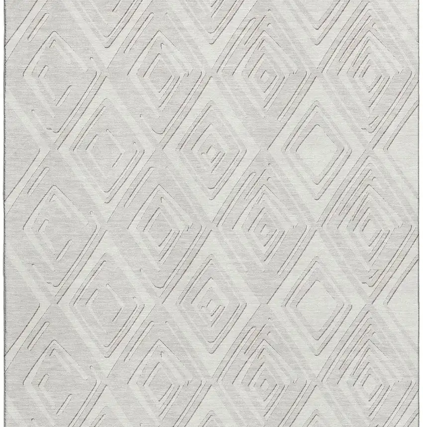 Ivory And Beige Geometric Washable Area Rug With UV Protection Photo 5