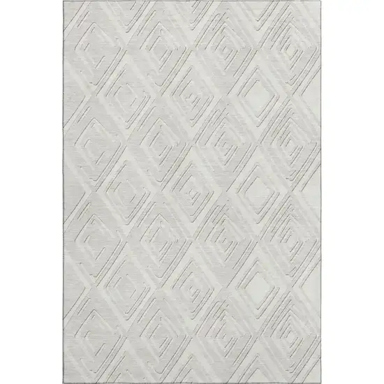 Ivory And Beige Geometric Washable Area Rug With UV Protection Photo 2