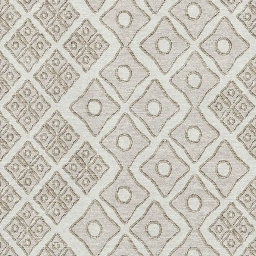 Ivory And Beige Geometric Washable Area Rug With UV Protection Photo 4