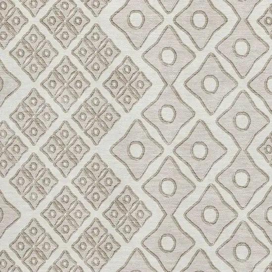 Ivory And Beige Geometric Washable Area Rug With UV Protection Photo 4