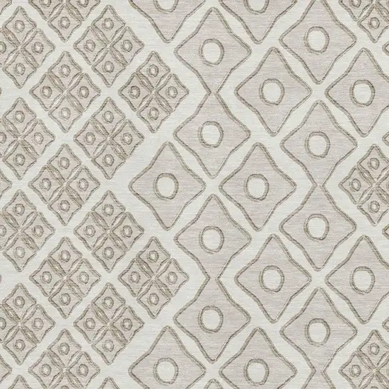 Ivory And Beige Geometric Washable Area Rug With UV Protection Photo 4