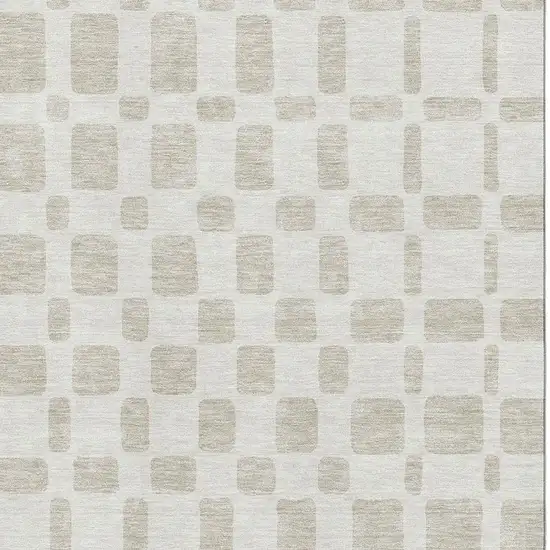 Ivory And Beige Geometric Washable Area Rug With UV Protection Photo 3