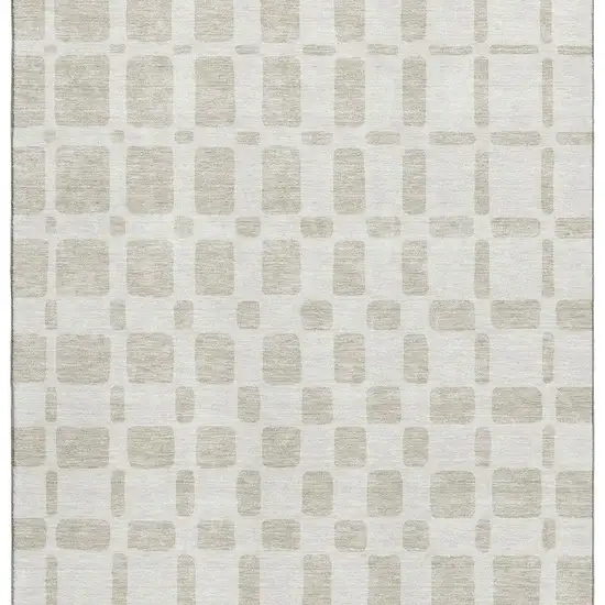 Ivory And Beige Geometric Washable Area Rug With UV Protection Photo 4