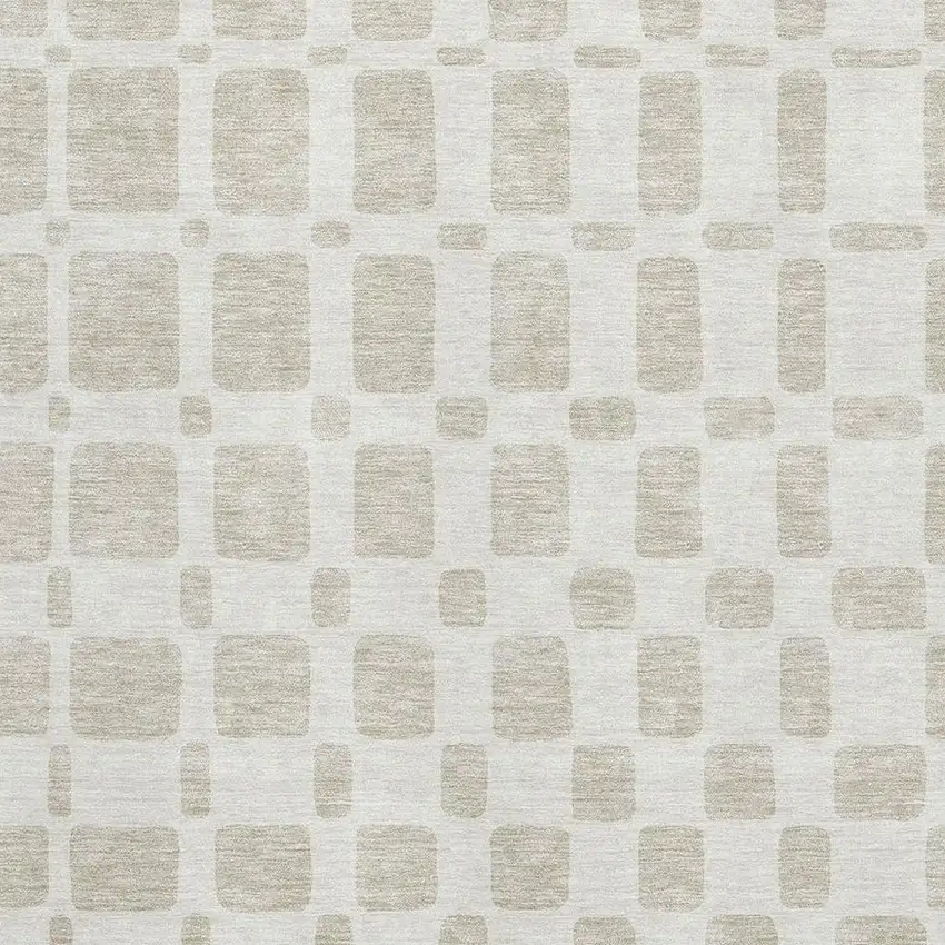 Ivory And Beige Geometric Washable Area Rug With UV Protection Photo 3