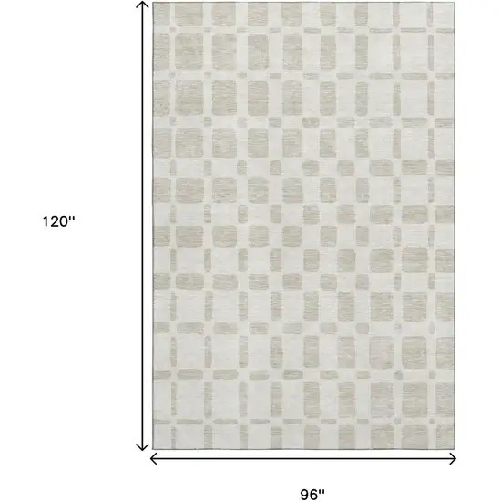 Ivory And Beige Geometric Washable Area Rug With UV Protection Photo 8