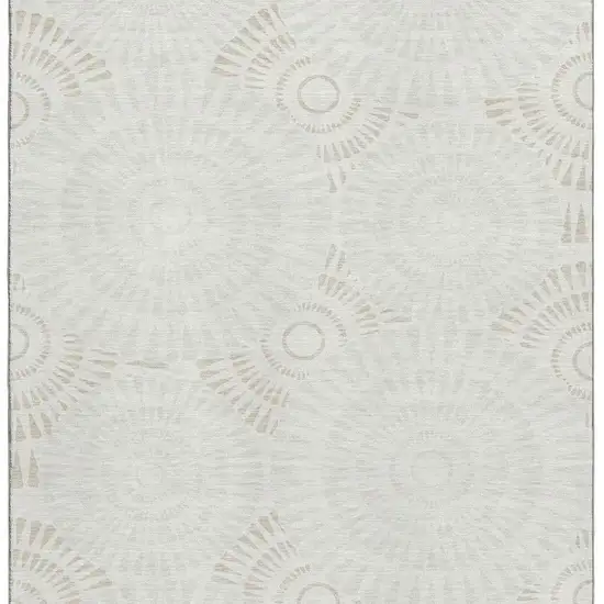 Ivory And Beige Geometric Washable Area Rug With UV Protection Photo 3