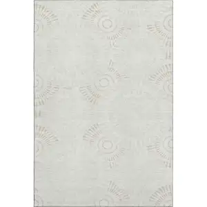 Photo of Ivory And Beige Geometric Washable Area Rug With UV Protection