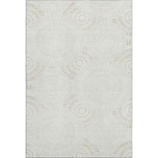 Ivory And Beige Geometric Washable Area Rug With UV Protection Photo 1