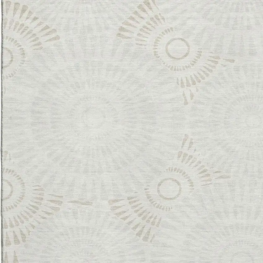 Ivory And Beige Geometric Washable Area Rug With UV Protection Photo 3