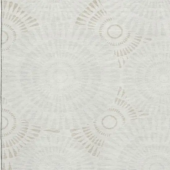 Ivory And Beige Geometric Washable Area Rug With UV Protection Photo 3