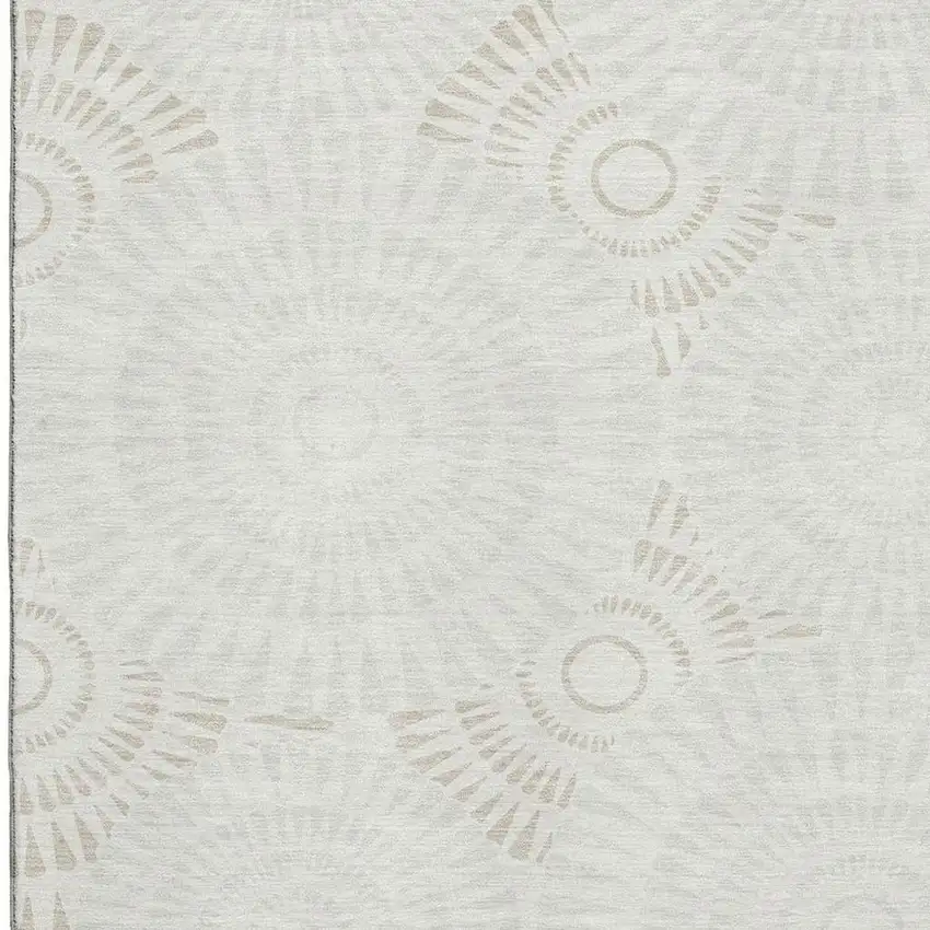 Ivory And Beige Geometric Washable Area Rug With UV Protection Photo 3