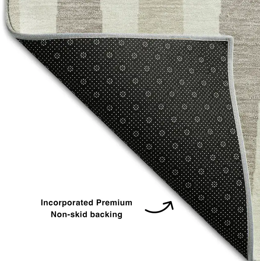 Ivory And Beige Geometric Washable Area Rug With UV Protection Photo 7