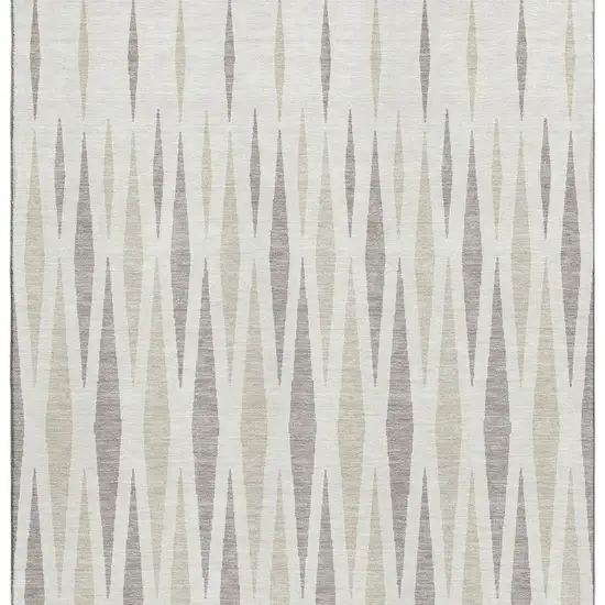 Ivory And Beige Geometric Washable Area Rug With UV Protection Photo 3