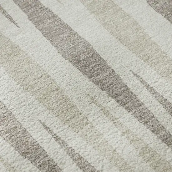 Ivory And Beige Geometric Washable Area Rug With UV Protection Photo 8