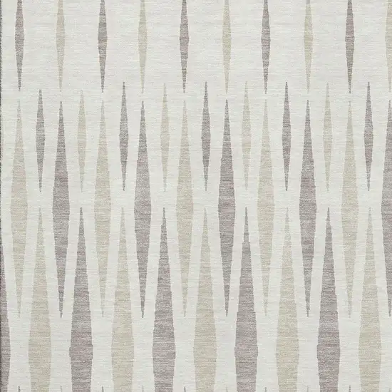 Ivory And Beige Geometric Washable Area Rug With UV Protection Photo 3