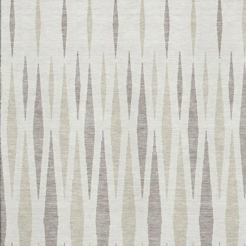 Ivory And Beige Geometric Washable Area Rug With UV Protection Photo 3