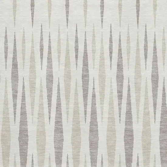 Ivory And Beige Geometric Washable Area Rug With UV Protection Photo 3