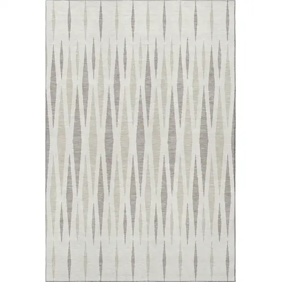 Ivory And Beige Geometric Washable Area Rug With UV Protection Photo 4
