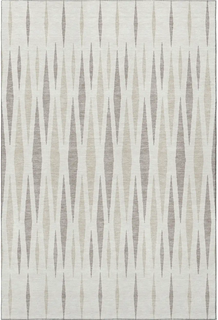 Ivory And Beige Geometric Washable Area Rug With UV Protection Photo 4