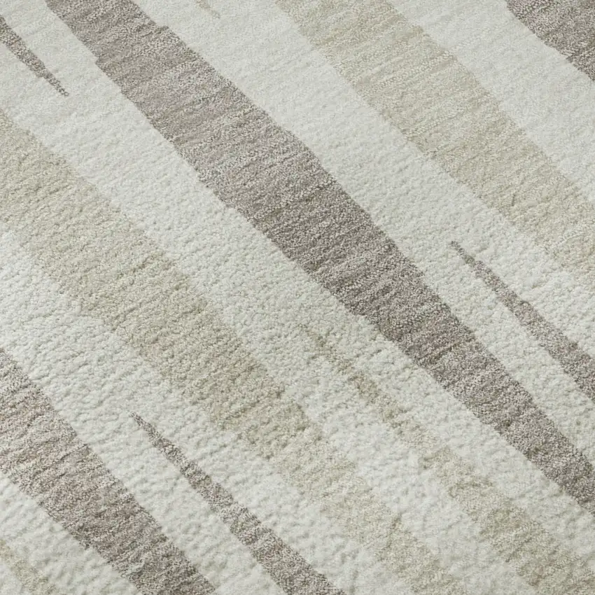 Ivory And Beige Geometric Washable Area Rug With UV Protection Photo 9