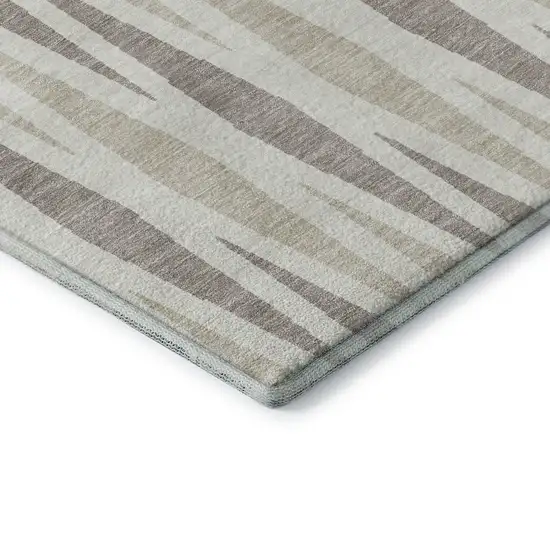 Ivory And Beige Geometric Washable Area Rug With UV Protection Photo 8