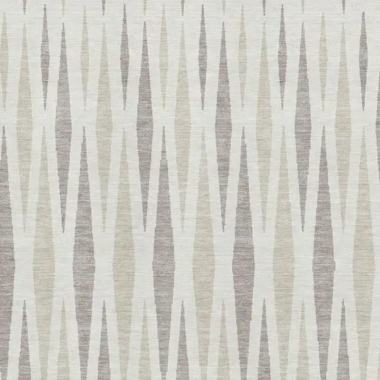 Ivory And Beige Geometric Washable Area Rug With UV Protection Photo 3