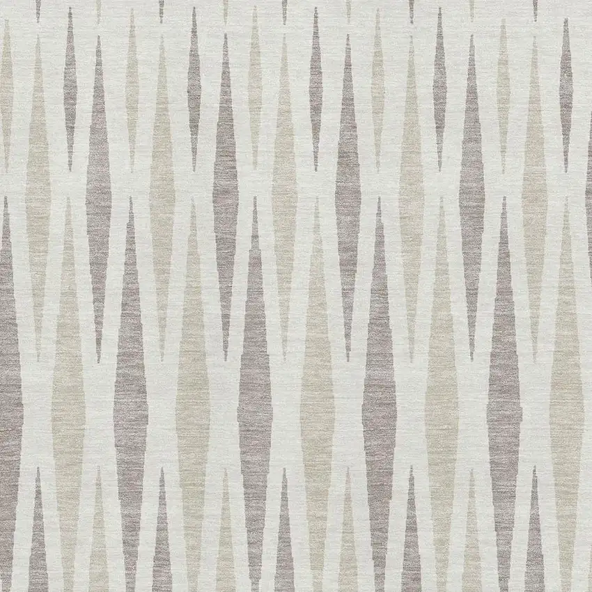 Ivory And Beige Geometric Washable Area Rug With UV Protection Photo 3