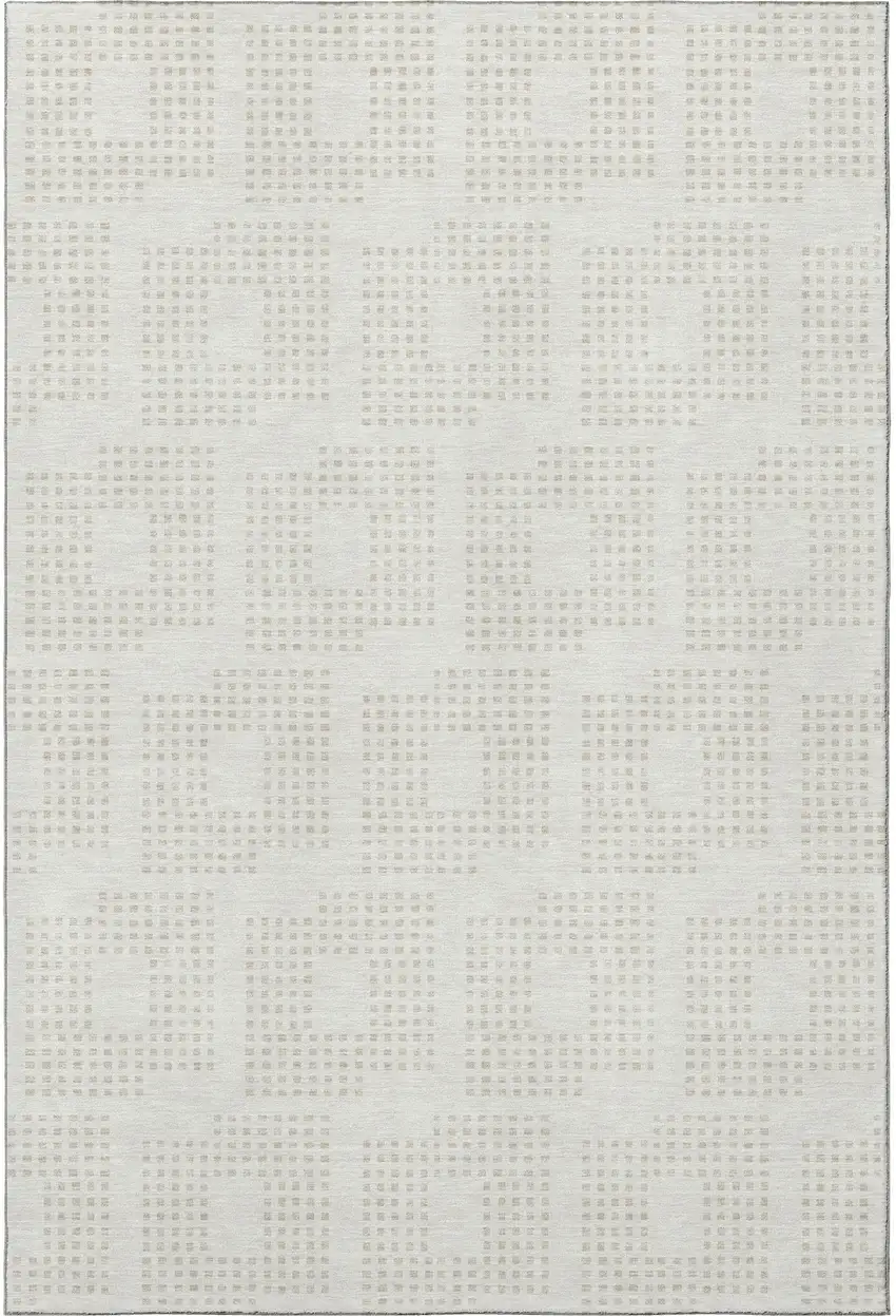 Ivory And Beige Geometric Washable Area Rug With UV Protection Photo 4