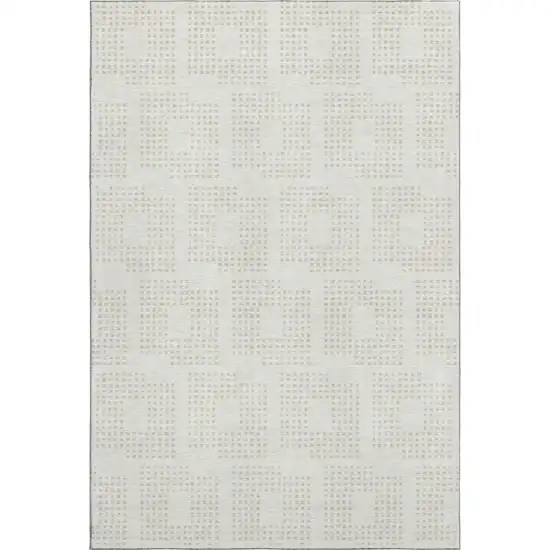 Ivory And Beige Geometric Washable Area Rug With UV Protection Photo 1