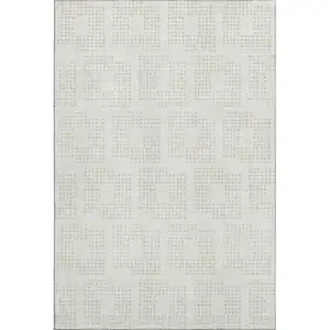 Photo of Ivory And Beige Geometric Washable Area Rug With UV Protection