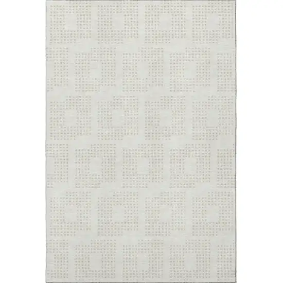 Ivory And Beige Geometric Washable Area Rug With UV Protection Photo 4