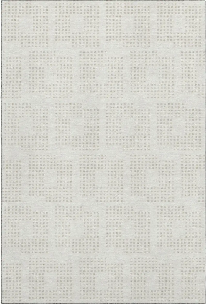 Ivory And Beige Geometric Washable Area Rug With UV Protection Photo 1