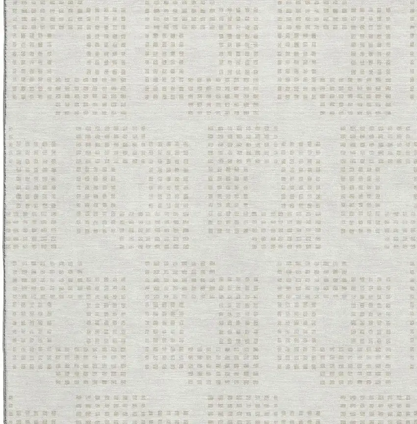 Ivory And Beige Geometric Washable Area Rug With UV Protection Photo 3