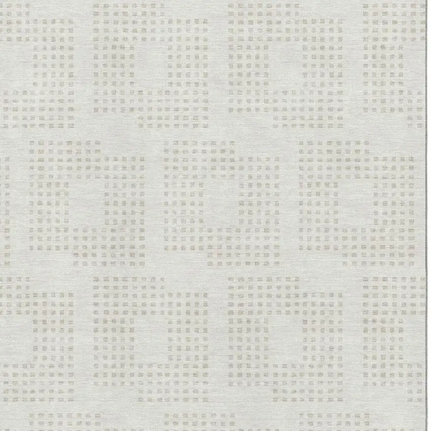 Ivory And Beige Geometric Washable Area Rug With UV Protection Photo 3