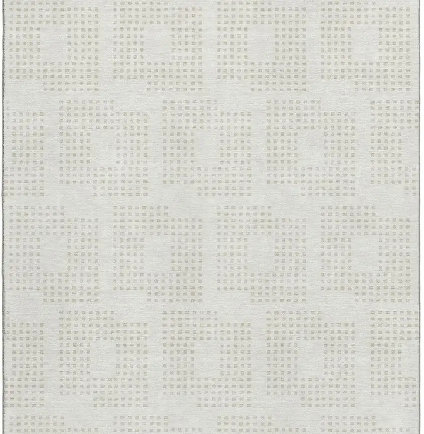 Ivory And Beige Geometric Washable Area Rug With UV Protection Photo 4