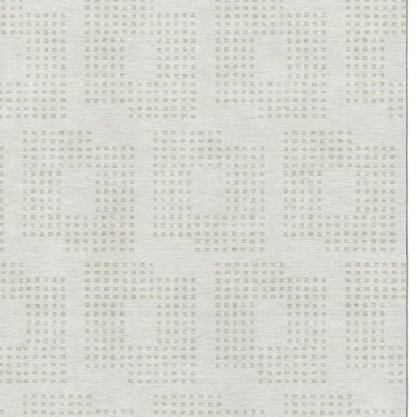 Ivory And Beige Geometric Washable Area Rug With UV Protection Photo 3